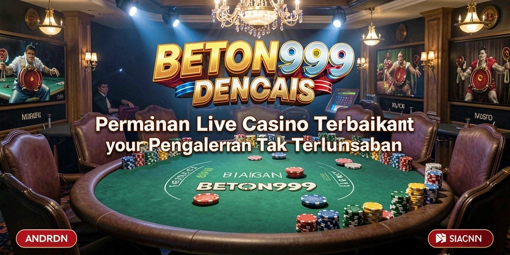 Tangkapan layar BETON999 menampilkan dealer profesional dan suasana permainan Live Casino yang mendebarkan.