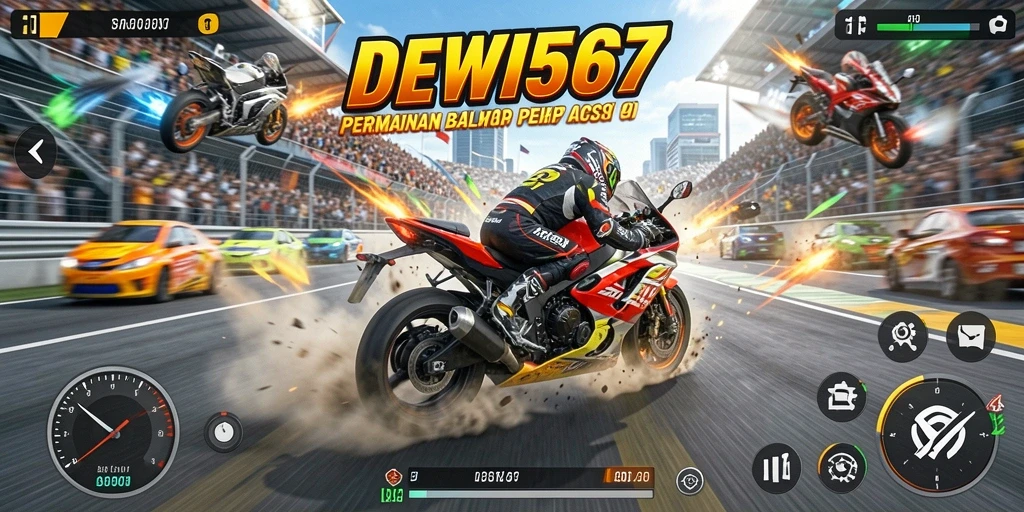 Gameplay seru dan menegangkan di DEWI567 dengan aksi balap motor.
