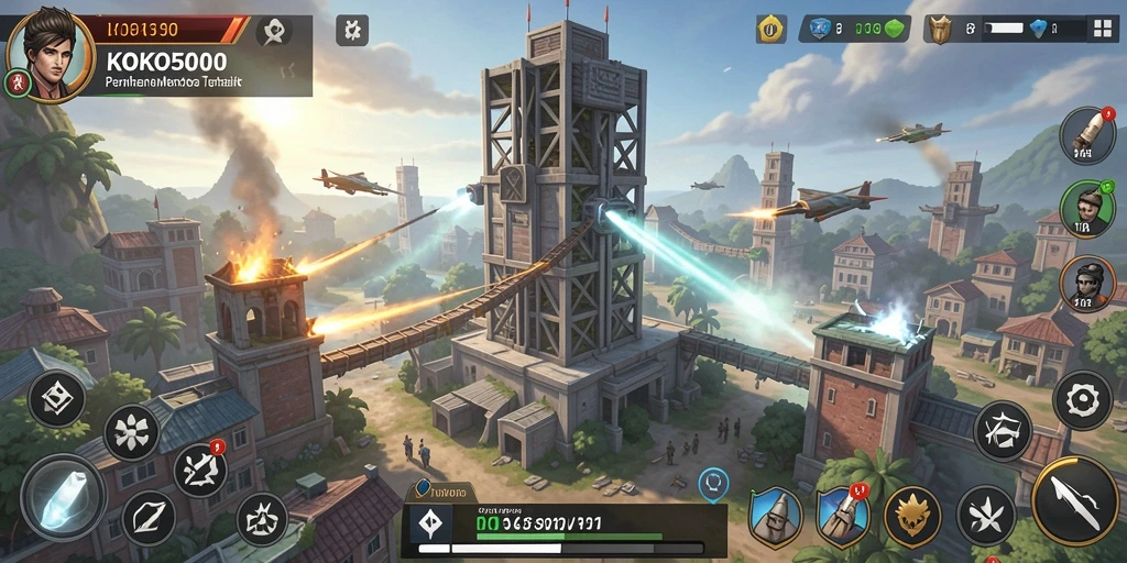 Screenshot KOKO5000 menampilkan aksi seru dalam permainan Tower Defense.