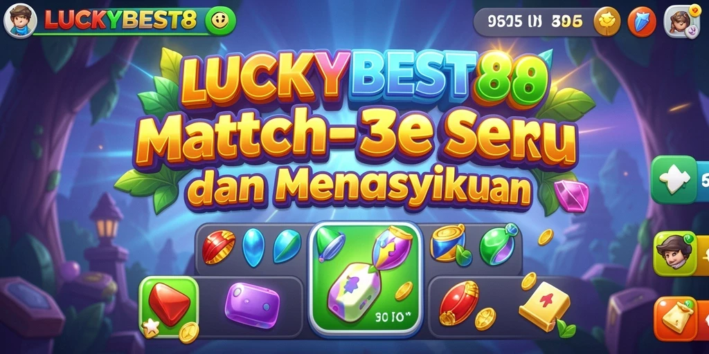 Screenshot utama dari gameplay <strong>LUCKYBEST88</strong> menampilkan kombinasi warna-warni yang menarik.