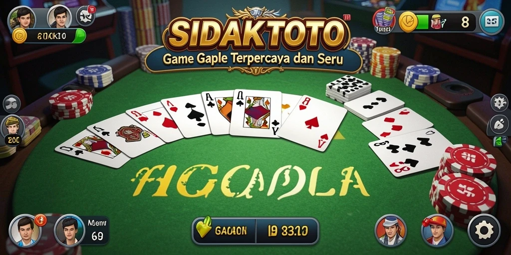 Screenshot utama gameplay Gaple yang seru di SIDAKTOTO.
